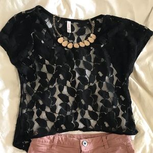 Black lace see through top